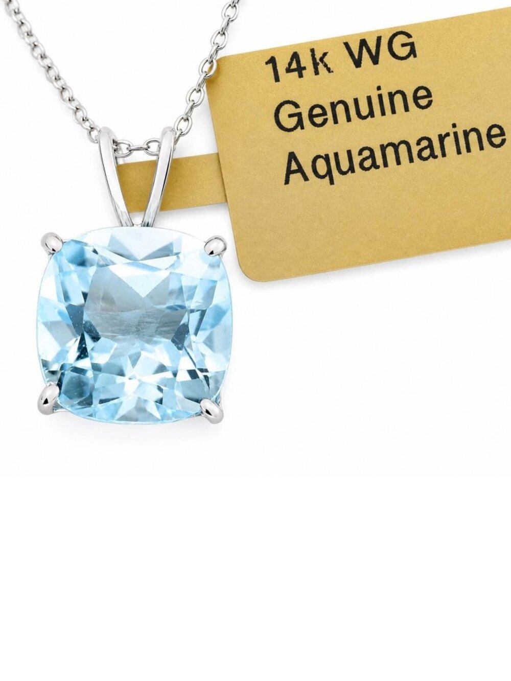 Genuine 2.97 Cts Aquamarine Pendant 14k SOLID White Gold